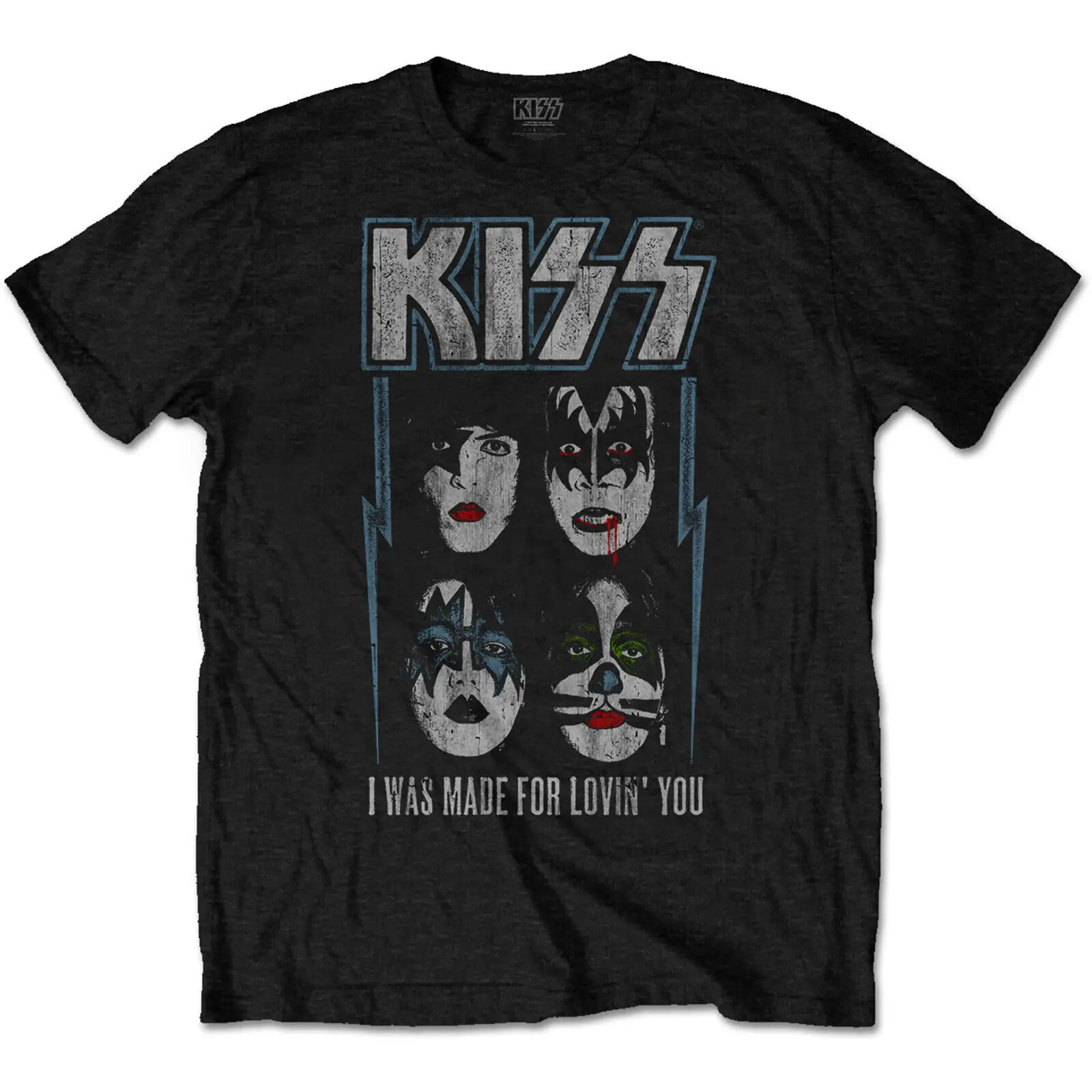 

Kiss Band T-Shirt Dynasty I Was Made For Loving You Band Photo Rare Black Cotton