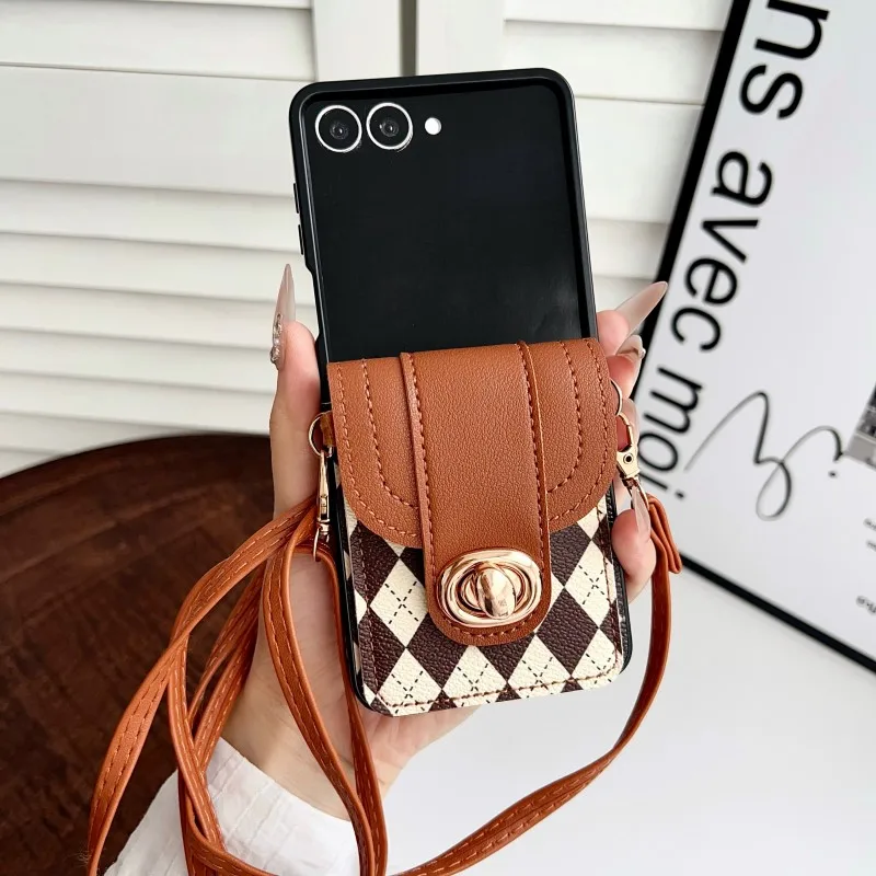 Diamant-Kartenhalter-Hülle mit Trageriemen für Samsung Galaxy Z Flip 7 8 6 5G ZFlip7 Flip7 – Stoßfeste Crossbody-Schutzhülle mit Umhängekordel – Detail 3