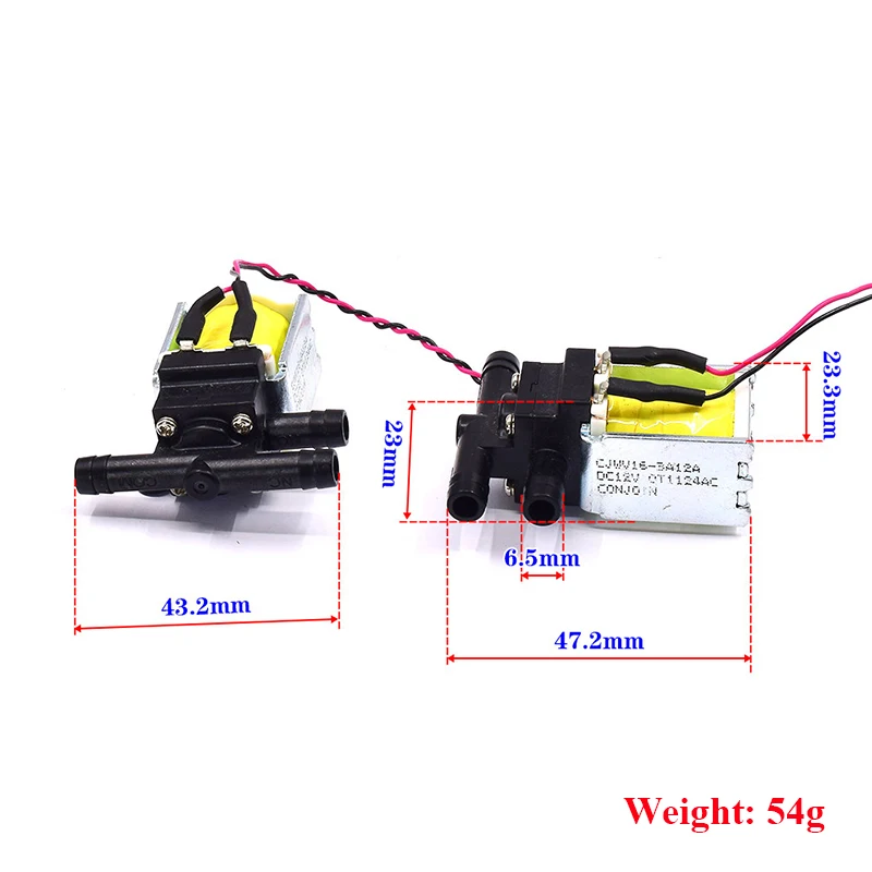 CJWV16-3A12A DC 12V Small 2-Position 3-Way Solenoid Water Valve Normally Closed / Open Flow Switch