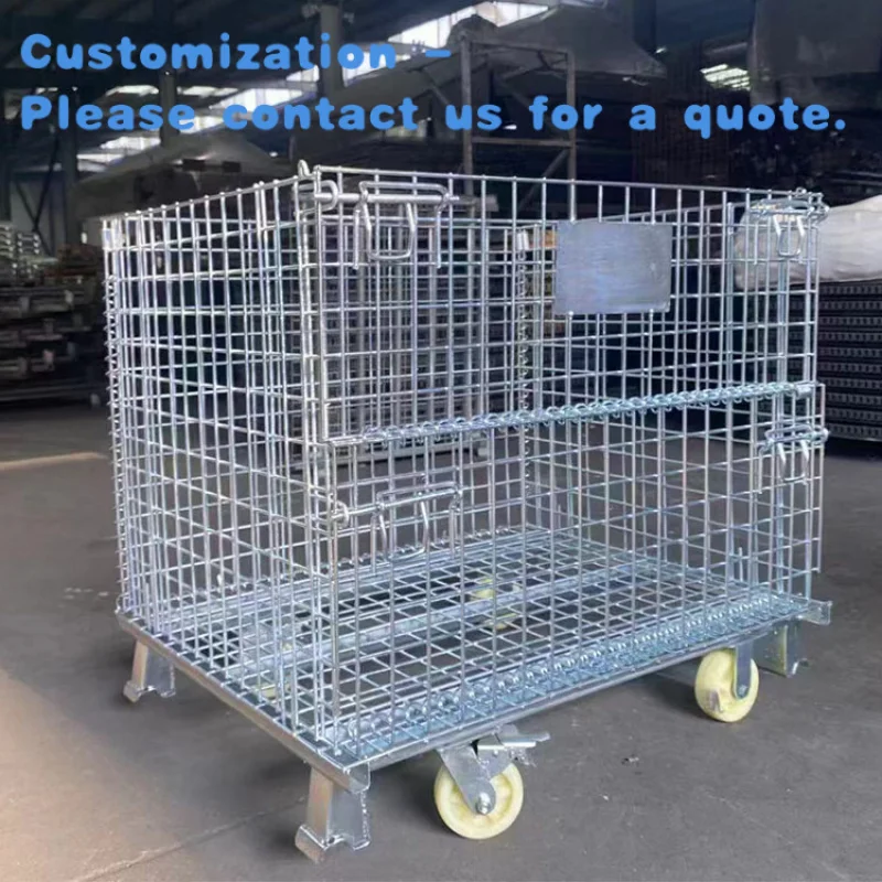 

custom.Factory Customized Capacity 400-1500kg Industrial Stackable Warehouse Organization Solution Metal Storage Cages With Whee
