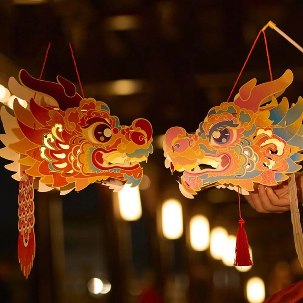 

Handmade Dragon Head Lantern Glowing DIY DIY Lantern Chinese Style Making Material Package Luminous Handheld Lanterns Children