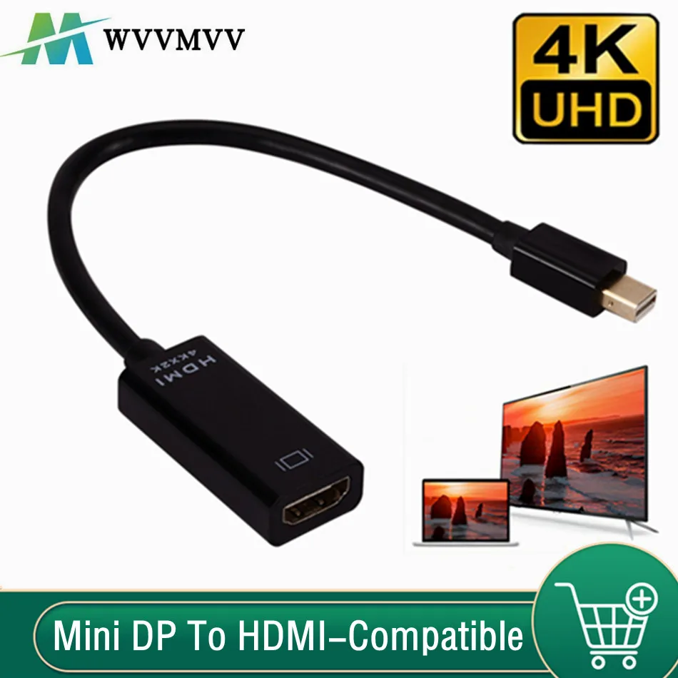 Mini DP To HDMI-compatible Adapter Cable 4K/1080P Male To Female DisplayPort to HD Converter For Macbook Pro Air Mac Surface Pro