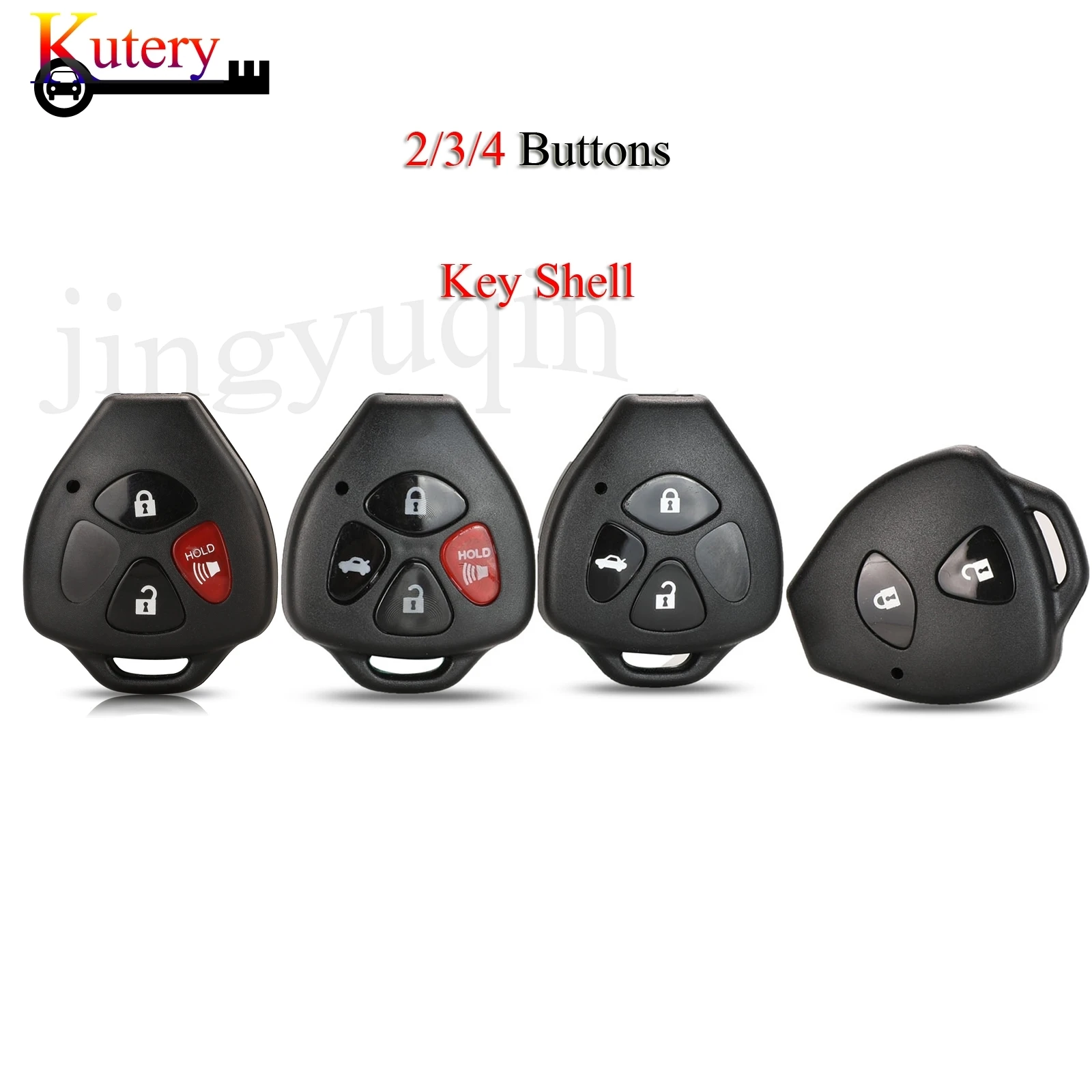 

jingyuqin Remote Car Key Shell For Toyota Camry Corolla Avalon Venza Reiz RAV4 Crown 2/3/4 Buttons Without Blade Key Case Fob