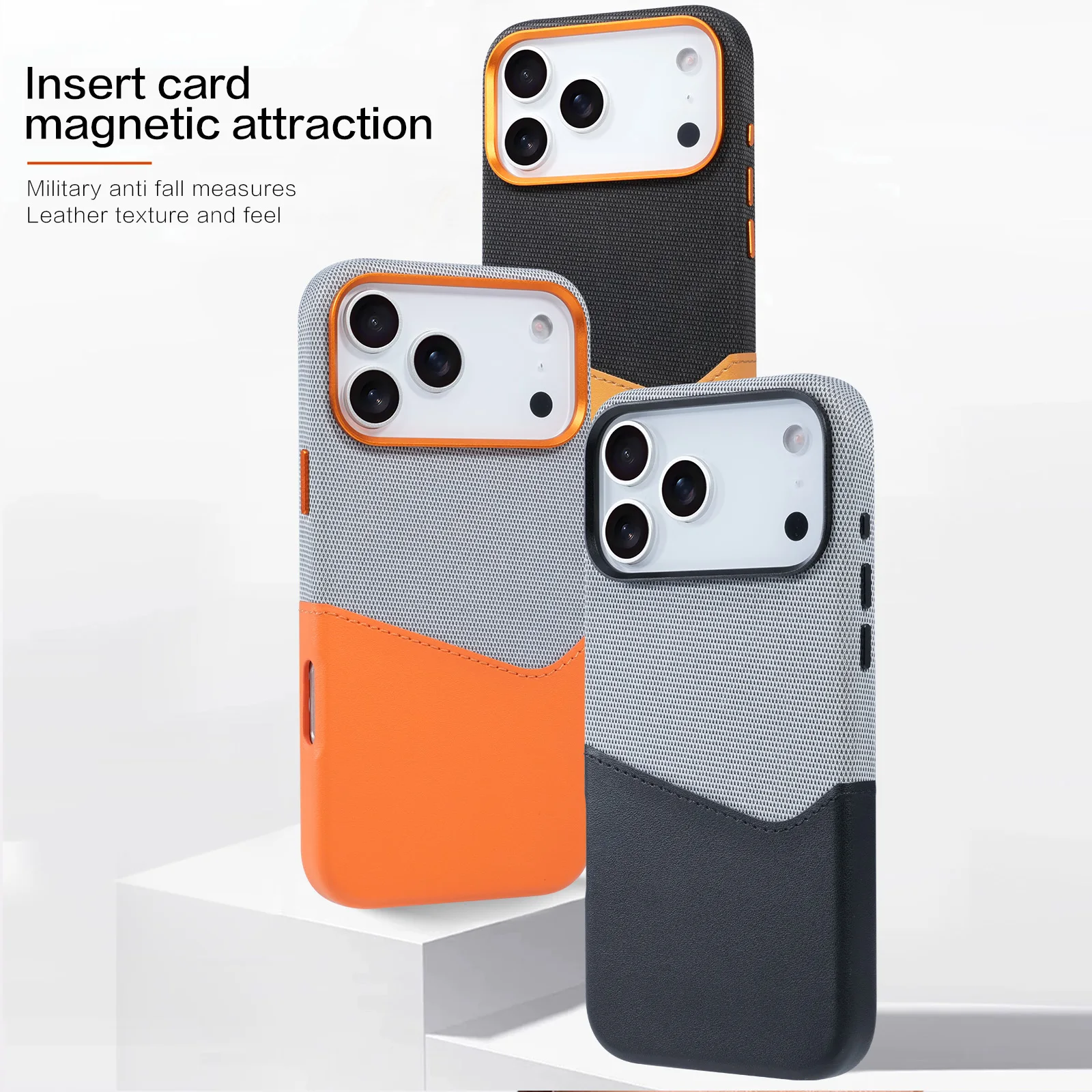 

For iphone 17 16 15 14 13 12 Pro Max Air 16E Case Contrast Color Dual Textured Leather Card Slot Holder Cash Pocket Wallet Cover