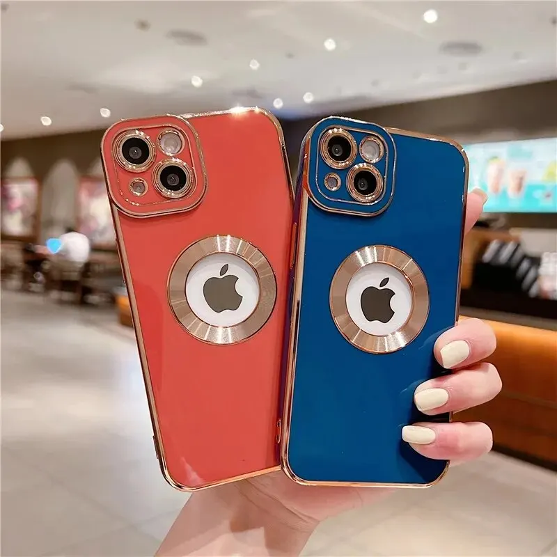 Luxury Fashion Plating Soft Case For iPhone 15 14 13 12 11 Pro Max Hollow Out Silicone Electroplated Shockproof Protective Cover