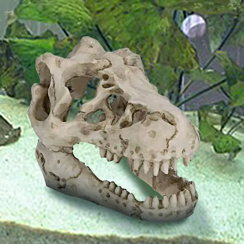 Skull Aquarium Decor Realistic Aquarium Dinosaur Ornaments Skull Cave Reptile Ornament Unique Aquarium Terrarium Decoration