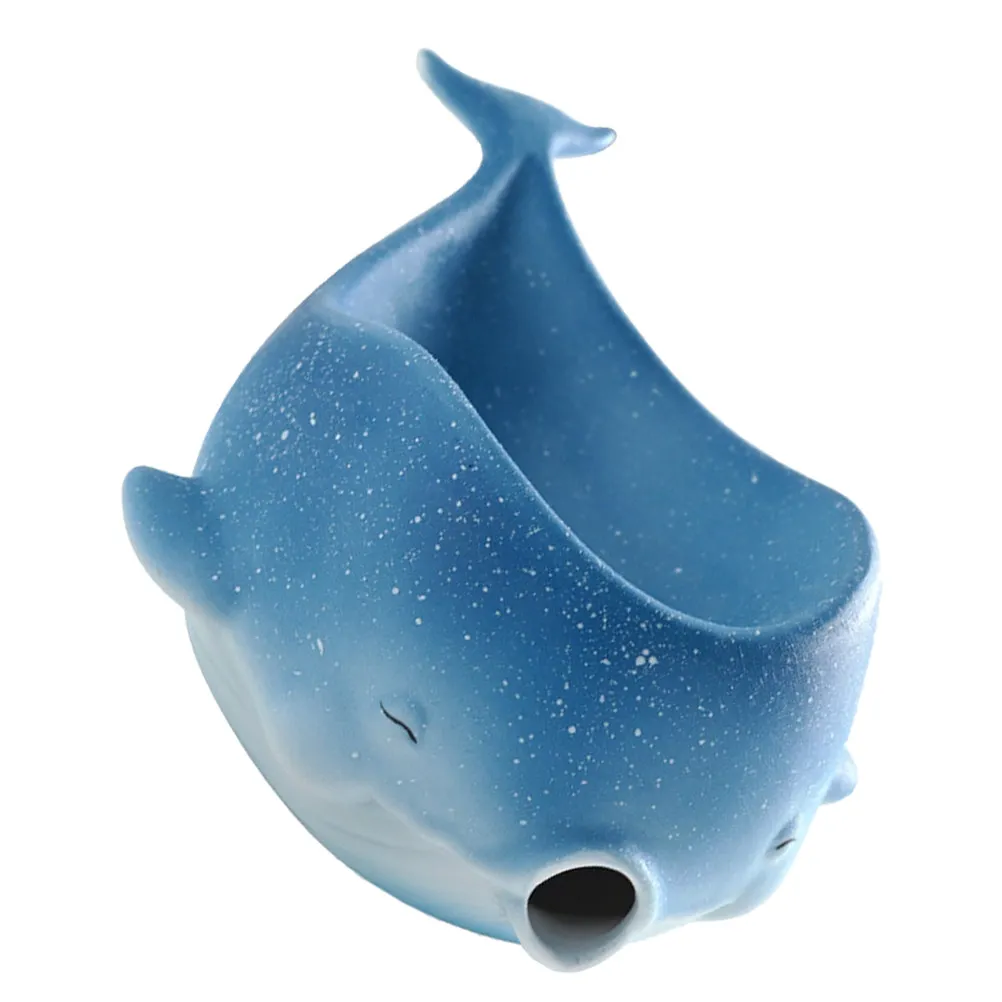 

Whale Shape Ceramic Soap Dish Self-Draining Bathroom Kitchen Storage Tray Adorable Animal Soap Holder Bathroom Supplies,