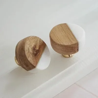 yesCopper Drawer Knobs Wooden Dresser Pulls White Stone Kitchen Cabinet Knob Round Wardrobe Door Handle Modern Closet Knob Hardw