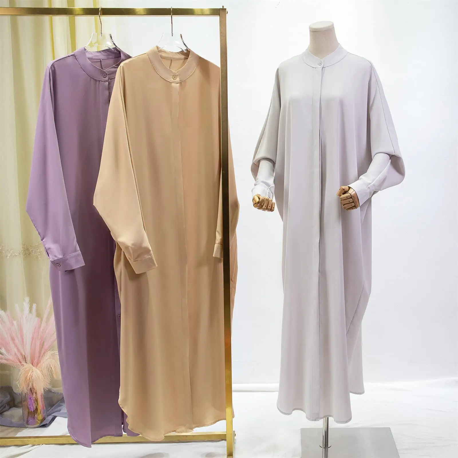 

Eid Djellaba Abayas for Women Muslim Shirt Dress Buttons Kaftan Dubai Turkey Robe Arabic Casual Caftan Marocain Femme Jalabiya