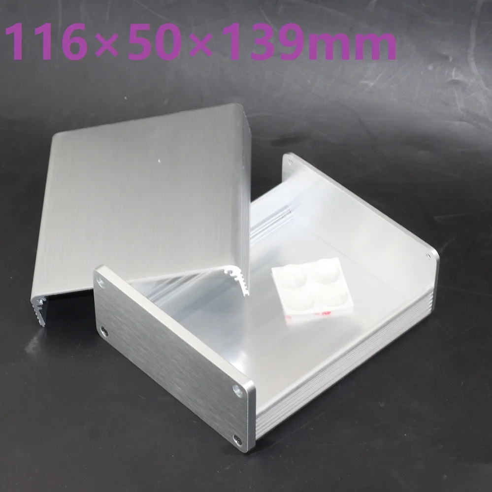 116x50x139mm Mini Size Power Amplifier Supply Enclosure Silver Audio Shell DIY Drill Anodized Aluminum Case DAC PSU Preamp Amp