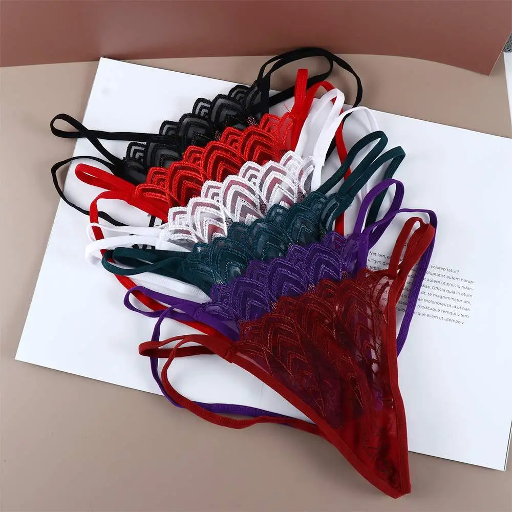 

Underwear Fashion Women Cross Belt Pearl Embroidered Briefs Women's Thong T Panties Lace G-String