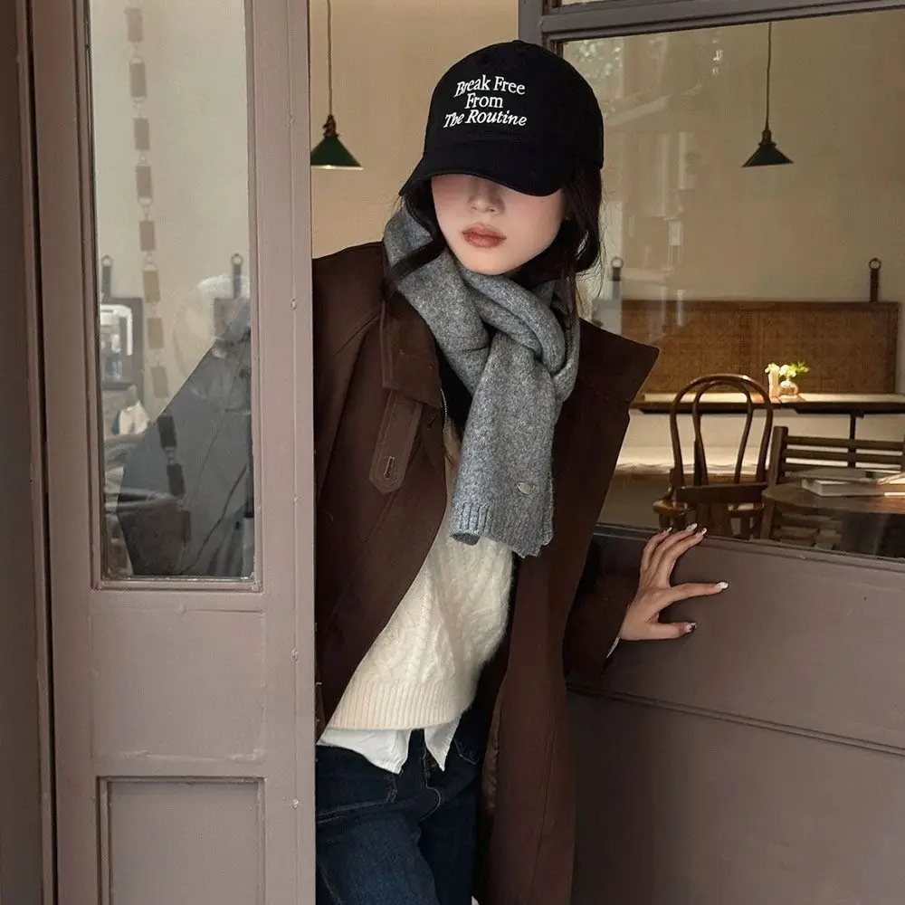 

Модный теплый зимний шарф, мягкий шерстяной шарф на шею, сплошной цвет, утепленный шарф для женщин и мужчин