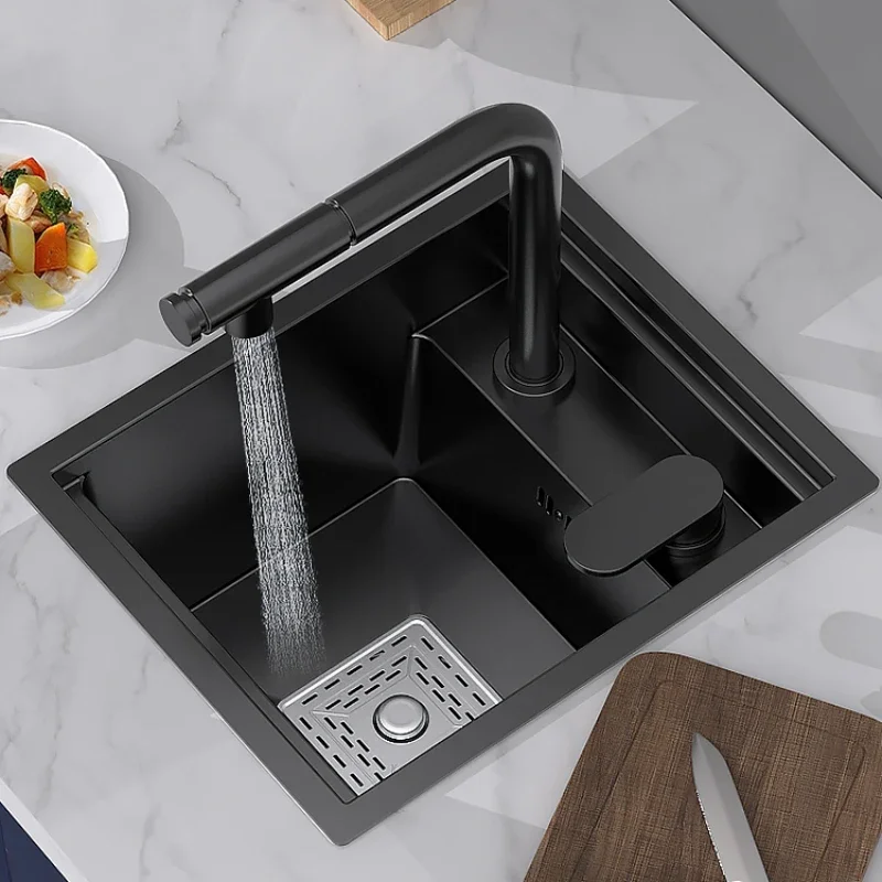 Nano kitchen handmade small sink, single slot 304 stainless steel vegetable washing basin, under the table