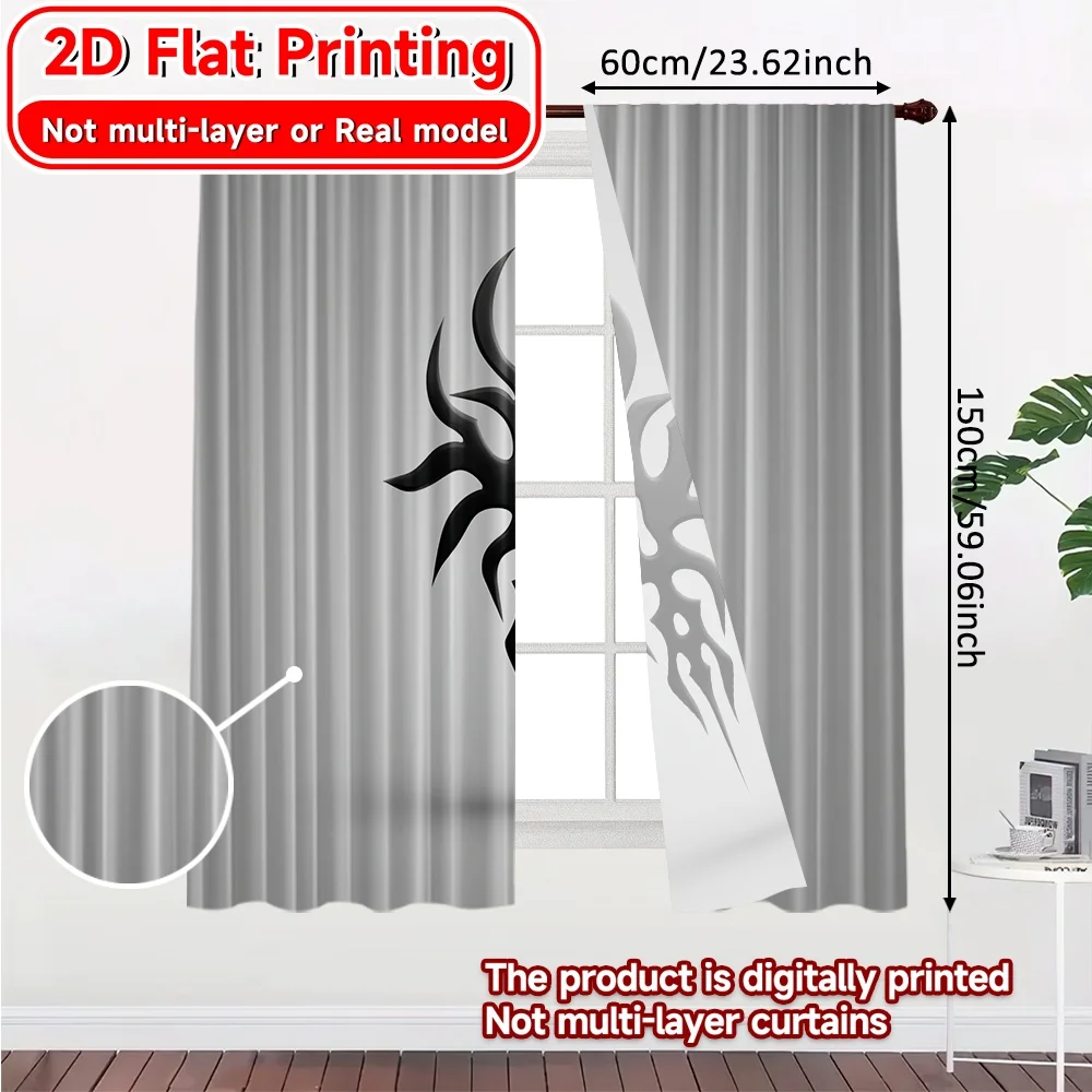 2D Flat Printing,2pcs Gamers Gear Chic Contemporary Curtains Durable Polyester Curtains Decorations For Home Use for Room,