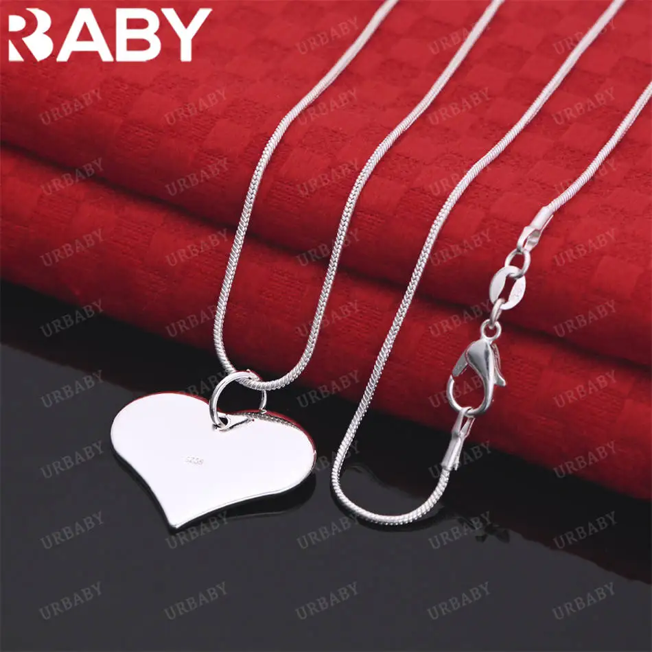 

URBABY 40-75cm 925 Sterling Silver Heart Pendant Necklace Charm Trend Birthday Gifts Fashion Party Fine Jewelry