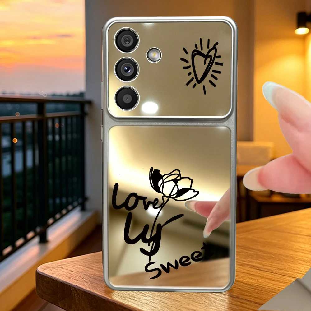 Luxury Mirror Phone Case For Samsung Galaxy A53 A54 A55 A56 A57 A73 F17 F36 F56 M17 M36 M56 4G 5G Soft Cover Lovely Sweet