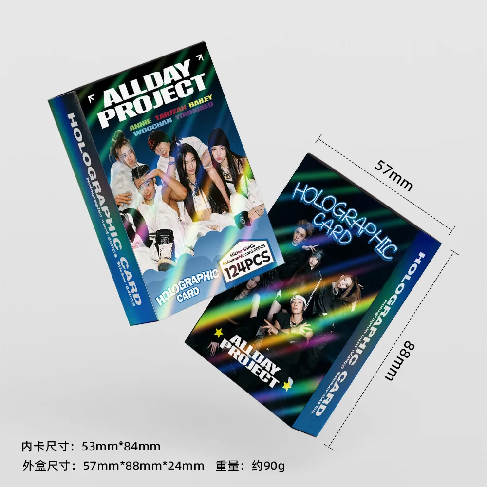 124Pcs/Set Idol Group ALLDAY PROJECT Celebrity Photos Laser Card Stickers ANNIE TARZZAN BAILEY WOOCHAN YONGSEO Fan Collect Gift