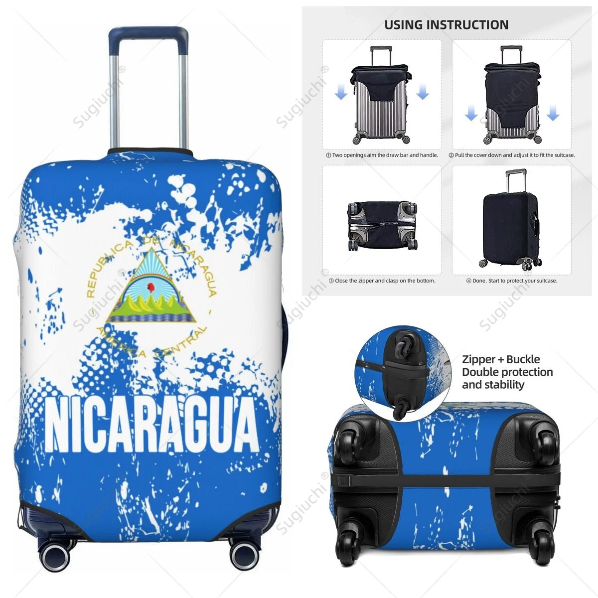 

Nicaragua Flag Luggage Cover Suitcase Elastic Dust Case Travel Accessories Printed Baggage Case Protective