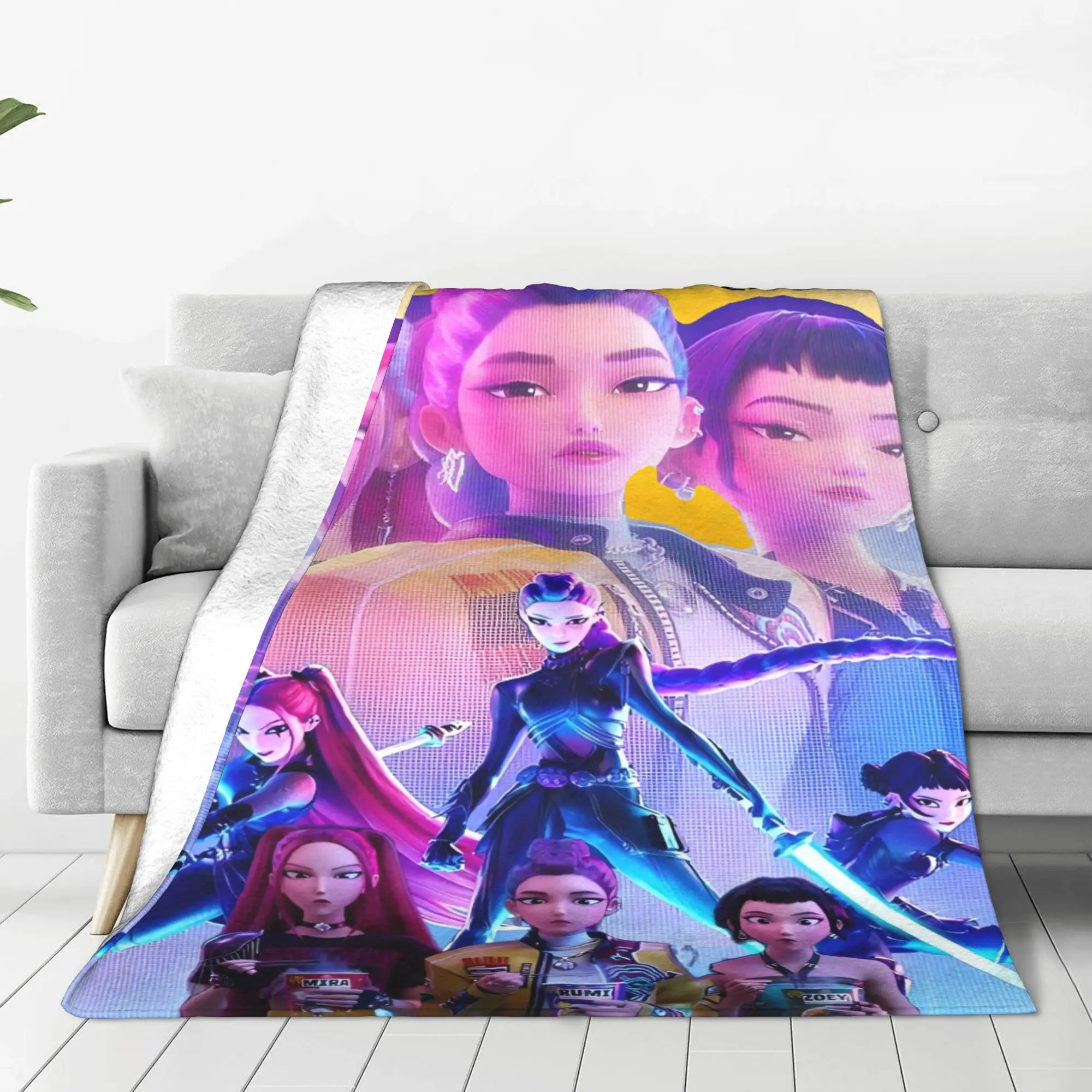 

Одеяло KPop «Охотники на демонов», теплое мягкое забавное плюшевое одеяло с персонажами для детей и взрослых, диван-кровать, фланелевое покрывало, покрывало для кровати