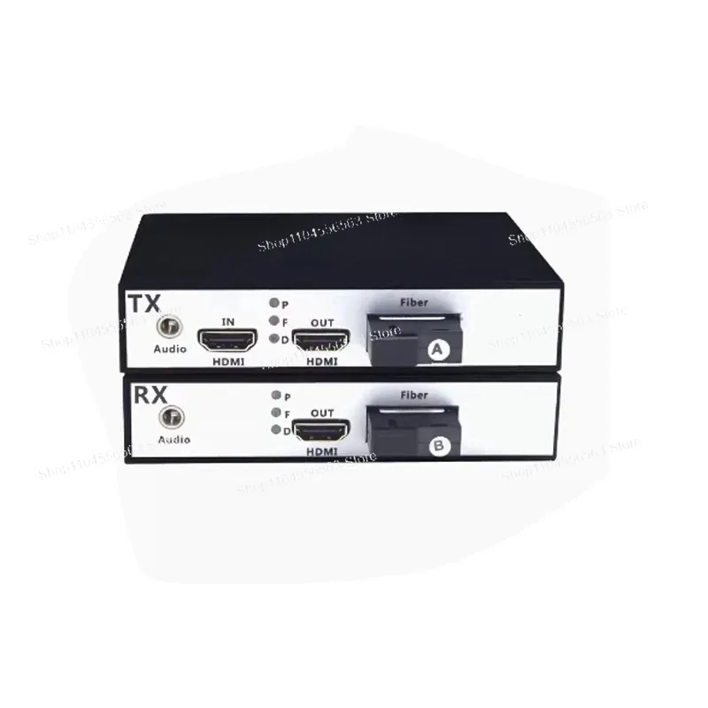 1Pair 1080P Fiber Optic Extender with Loop Out & Independent Audio, SC Fiber Transceiver for 20KM Long Distance