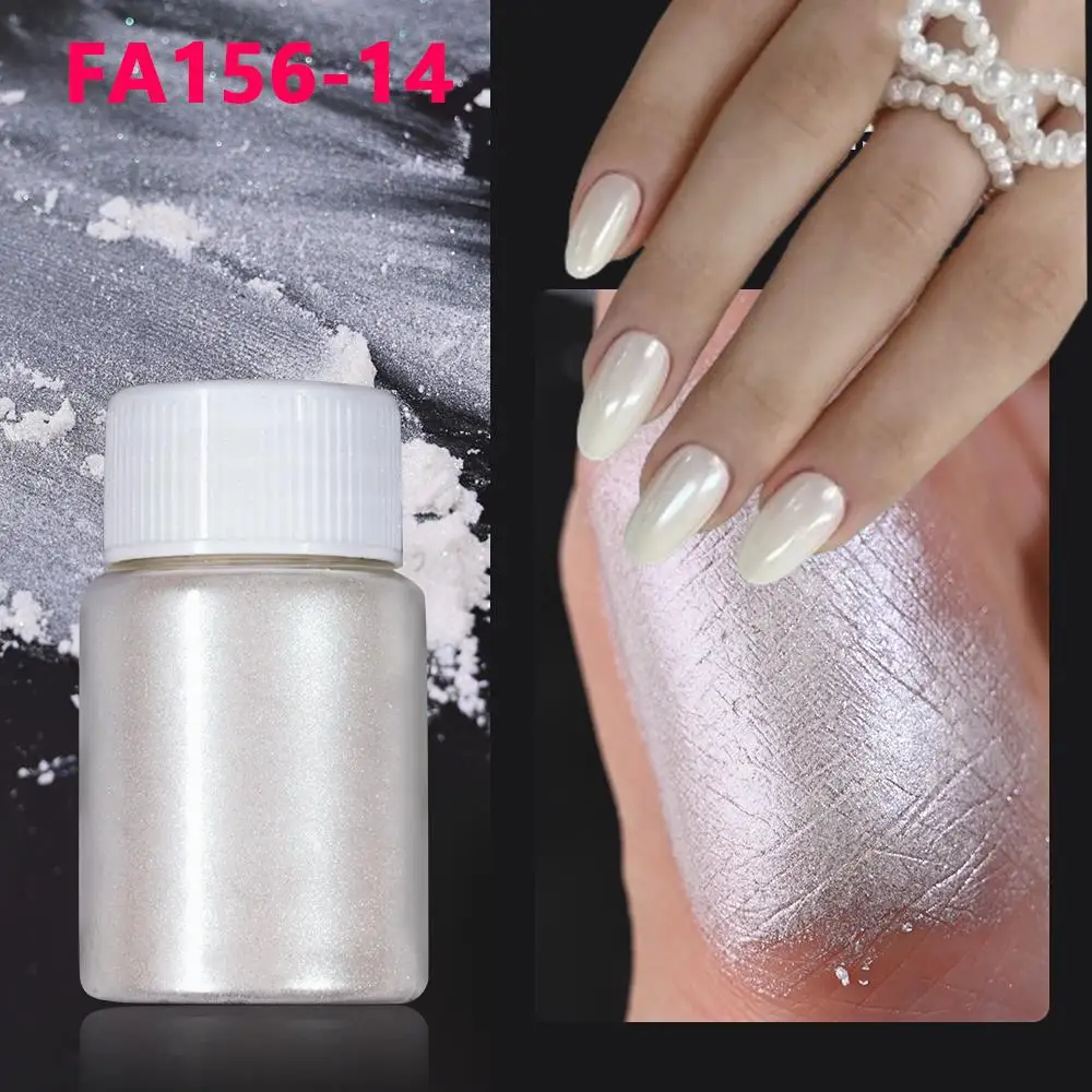 1Bottle Pink/White Pearlescent Nail Art Powder Glitter Mermaid Chrome Mica Pigment For Manicure Decorations Pearl Rubbing Dust image 2