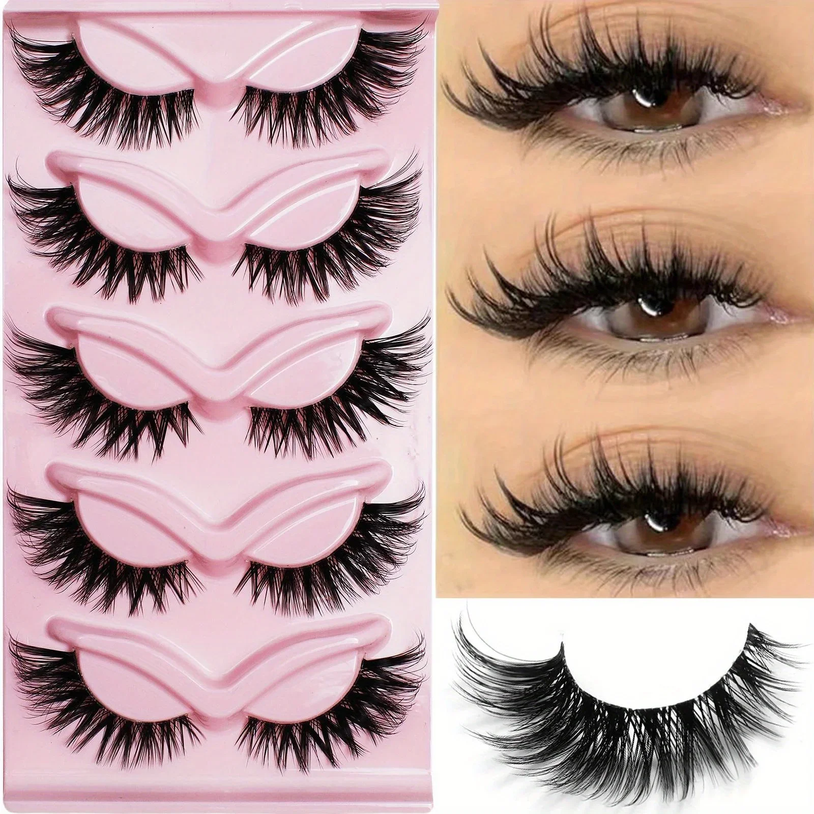 3Boxes(15Pairs) Cat Eye Lashes Fake Eyelashes Clear Band Lashes Natural Look Wispy False Eyelashes Full Strip Lashes