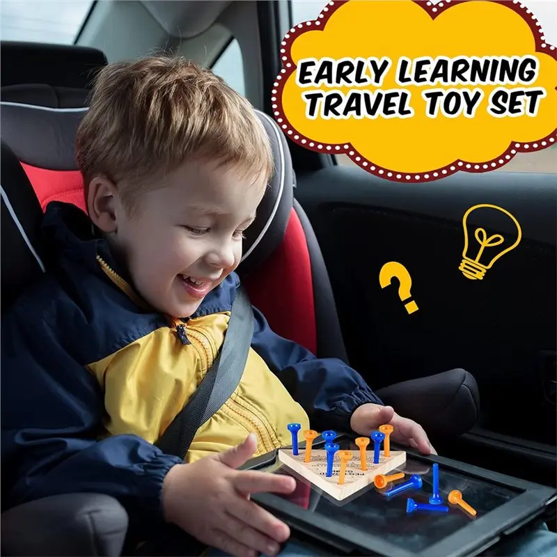 ABXE-Learning For Kids Adults For Family Boys Girls Travel Peg Jump Game 12-Pack Wooden Triangle Peg Games Board Table Game