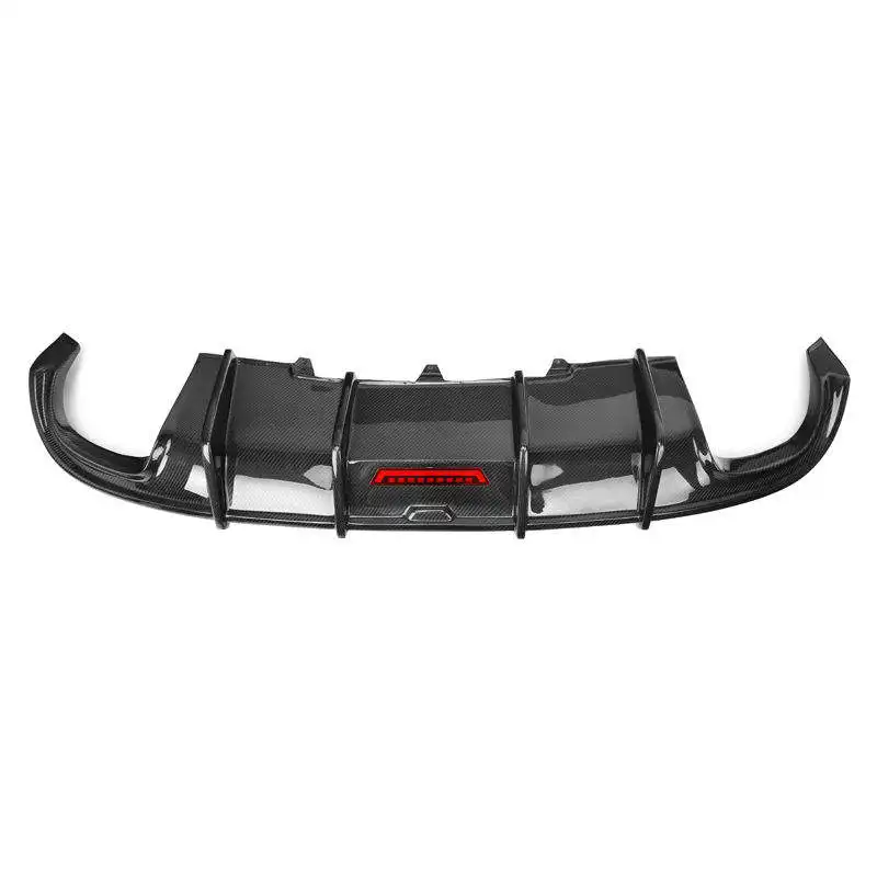 Auto Rear Dry Carbon Fiber Rear Bumper Lip Diffuser with Light for Audi A4 B8 2009-2012