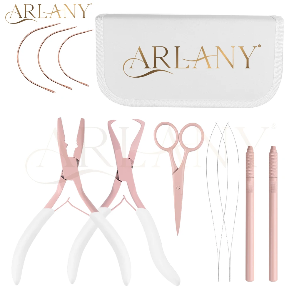 

ARLANY набор плоскогубцев для наращивания волос, плоскогубцы Microlink для шитья, изогнутые иглы, инструмент для наращивания волос, наращивание волос с перьями