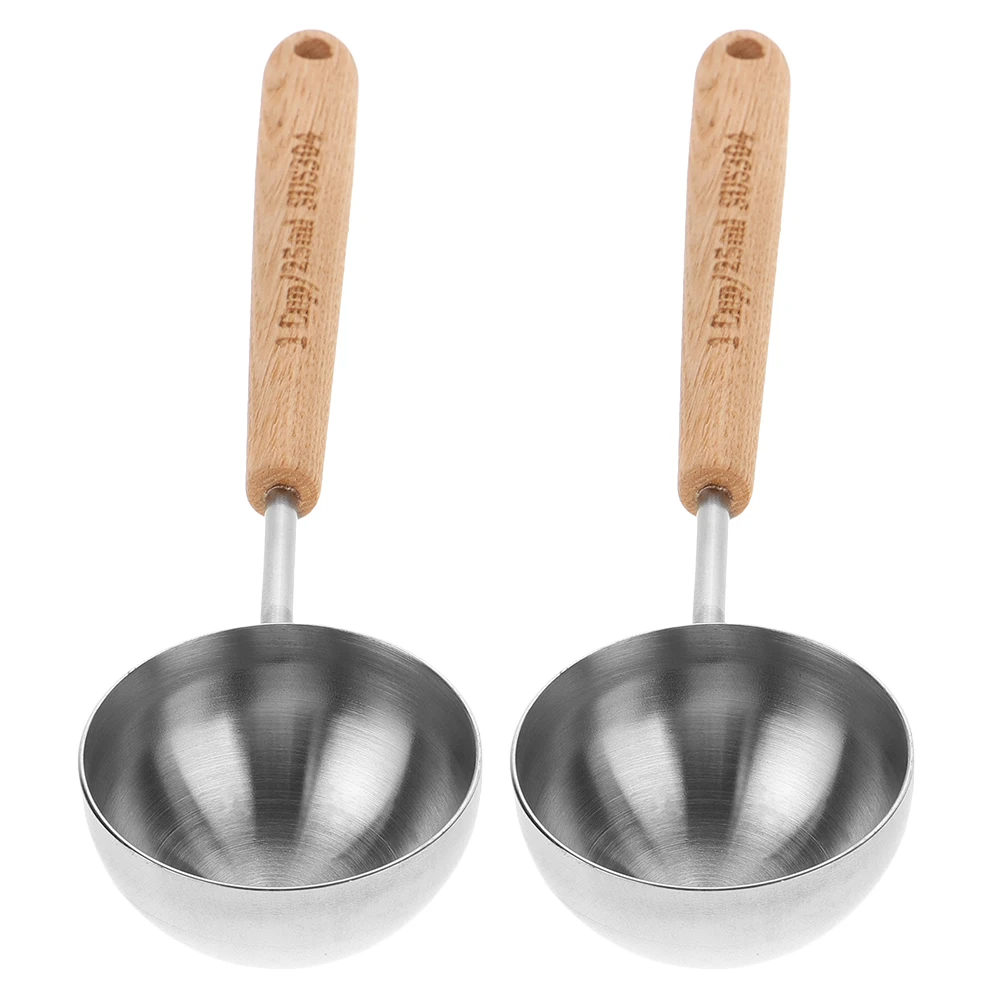 

2Pcs Wooden Handle Coffee Milk Powder Scoop Precise 25ml Baking Brewing Kitchen Tool Milk Powder Scoop Bean Spoon