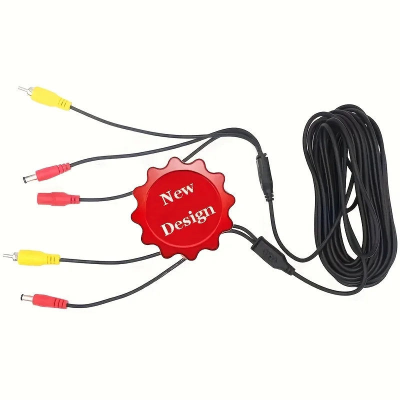 2-in-1 RCA Extension Cable for Car Backup Camera and Monitor - Video & Power Supply, Fit, Black with Yellow Connectors