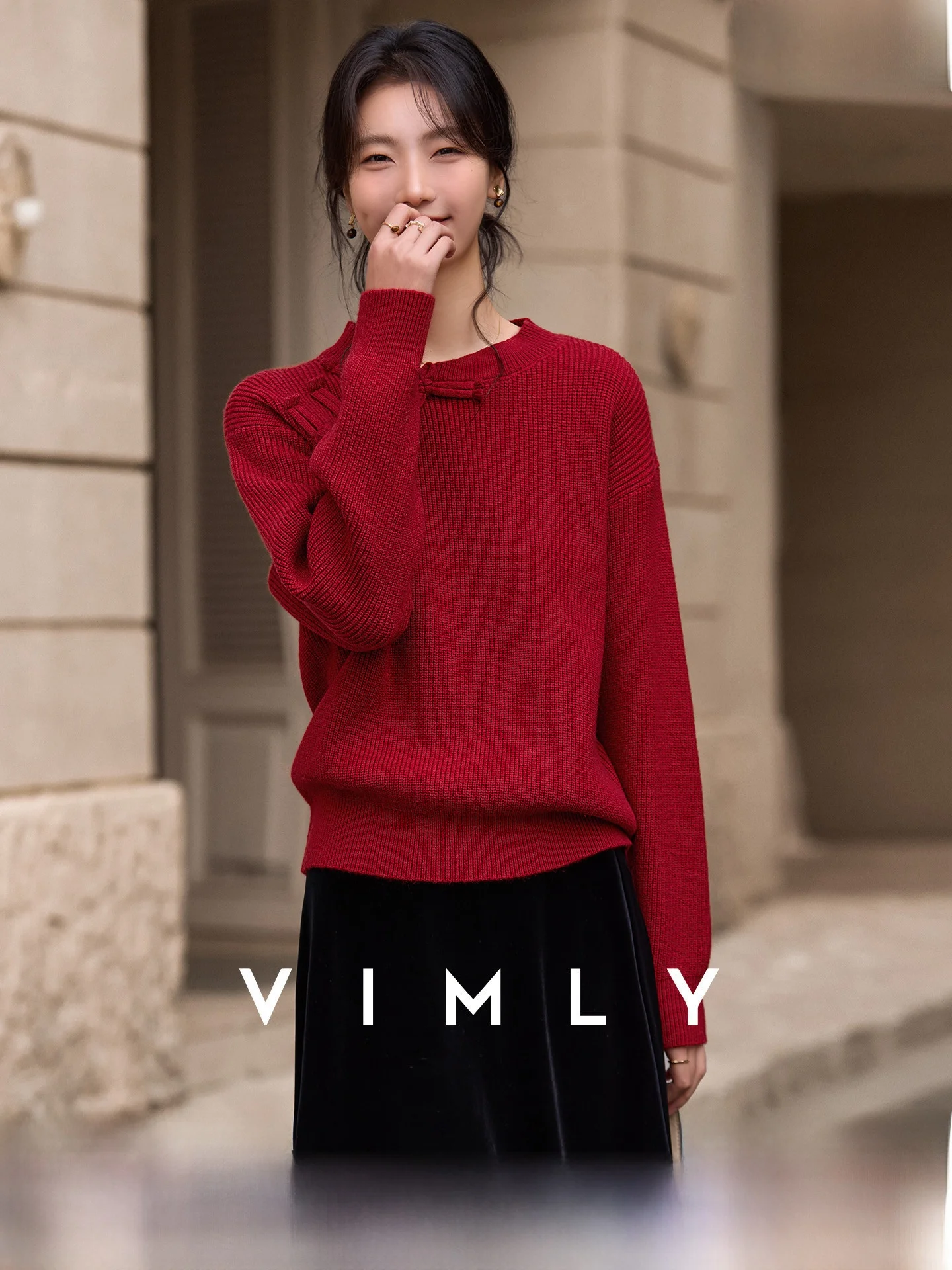 

New Chinese Sle round Ne Long Sve Women's Knitted Sweater Winter Base Layer Clothing Casual Comfortable Soft Polyester