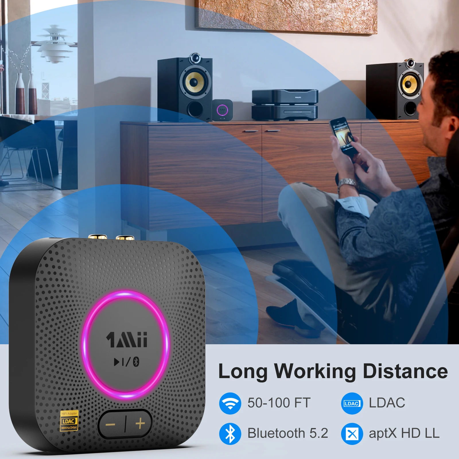1Mii B06Ultra Récepteur Bluetooth 5.2 avec LDAC pour audio sans