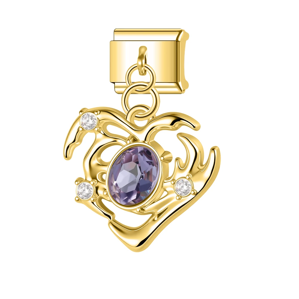 Trusta Jewelry Zircon Golden Pendant love bow Charms for italian bracelet Removable Accessories Gifts for Women DIY Fashion N825