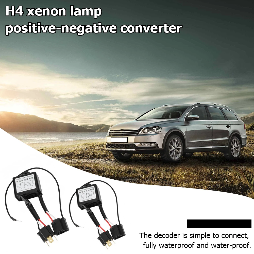 

1 Pair Car LED Headlight Reversed Polarity Converter Black Positive Negative Switch Harness Adapter Decoder for H4 Xenon Lamp