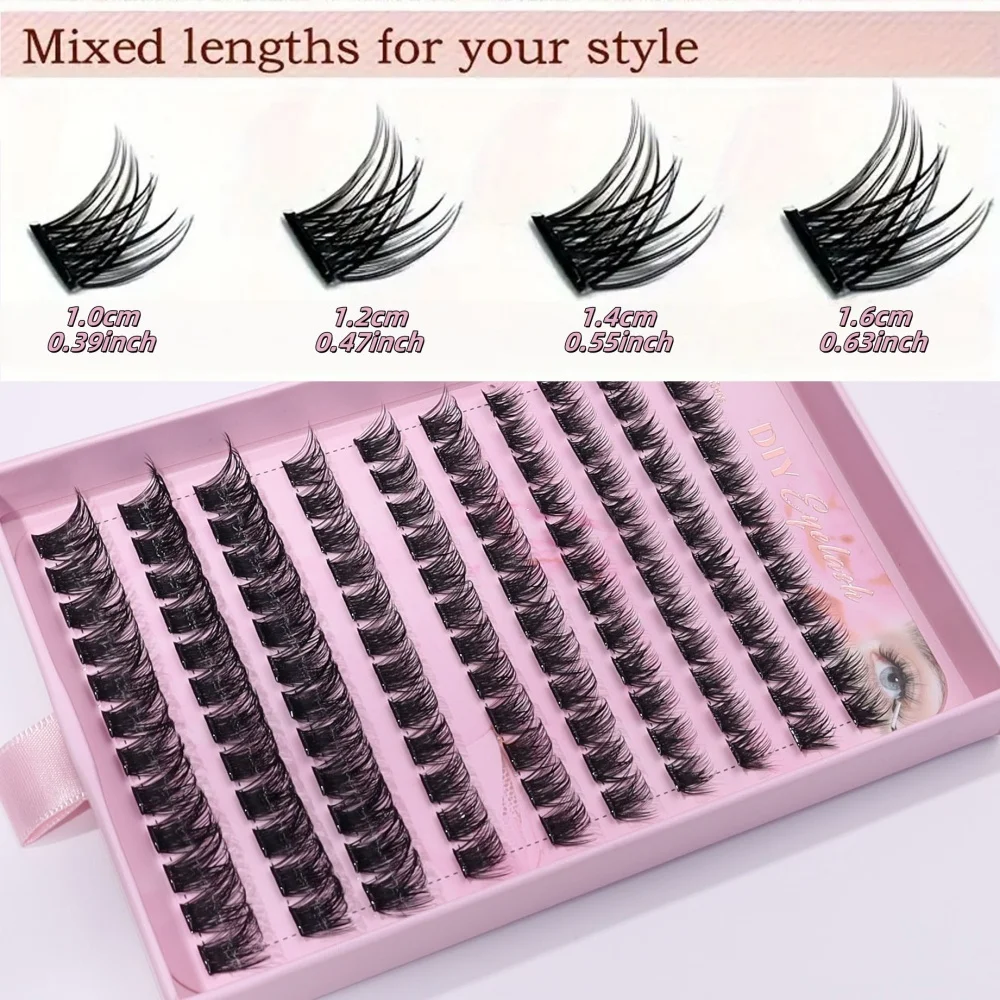 120 cluster zelfklevende wimperset, lengte 10-16 mm, 120 strengen - geen lijm nodig, zelfklevende, niet-klevende valse wimpers