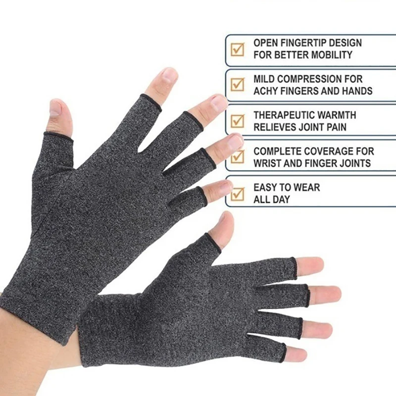 Relieve Hand Discomfort with 1pair Fingerless Compression Gloves