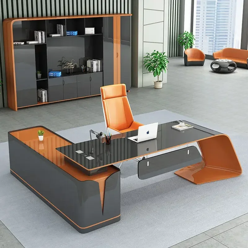 

Executive Light Luxury Office Desk In Stock Designer Storage Organizer Computer Desks L Shaped Mesa Escritorio Furniture