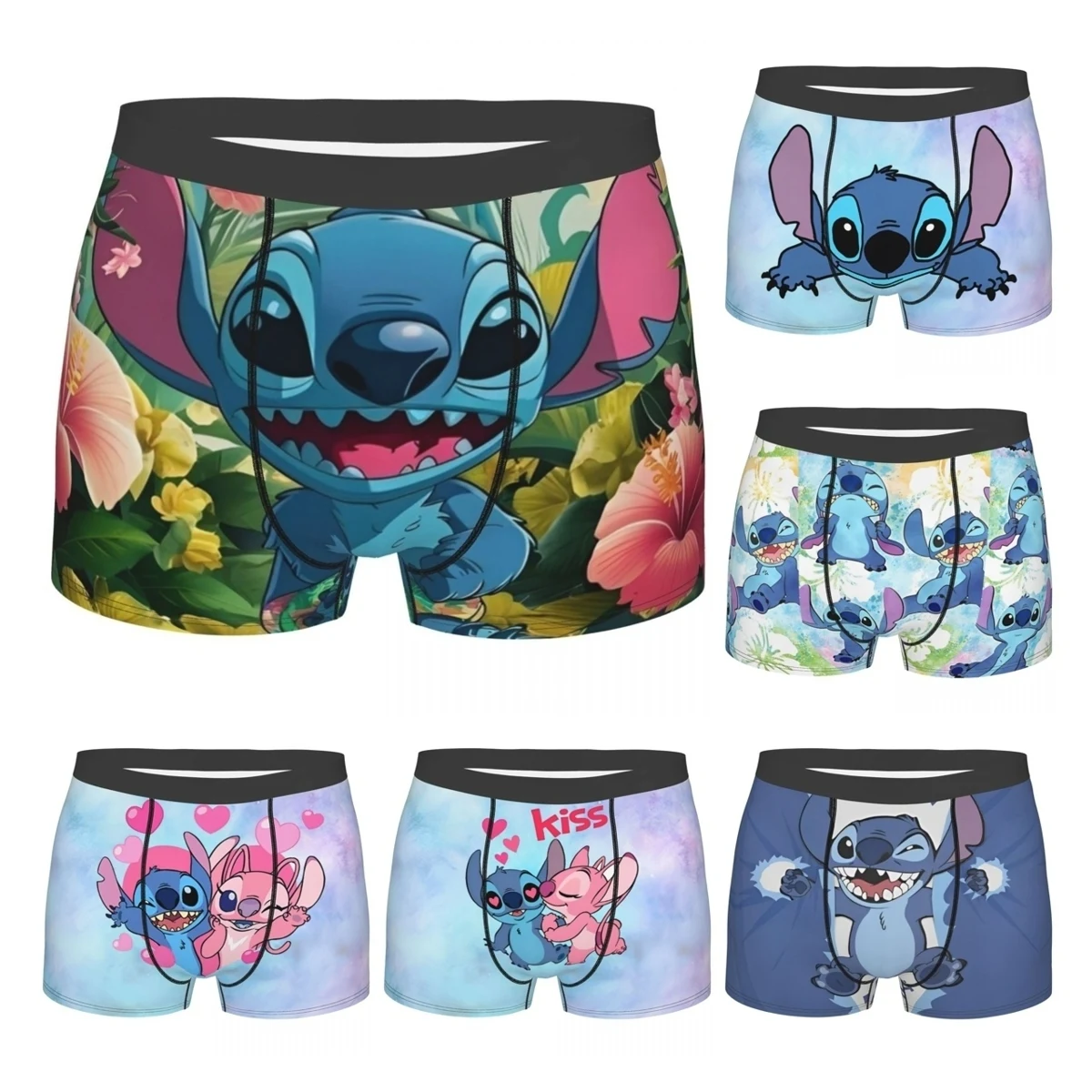 Men Cute Stitch Fantasy Scene Boxers Fun Gifts Underwear Cartoon Shorts Men's Boxer Quilt Underpants Cozy