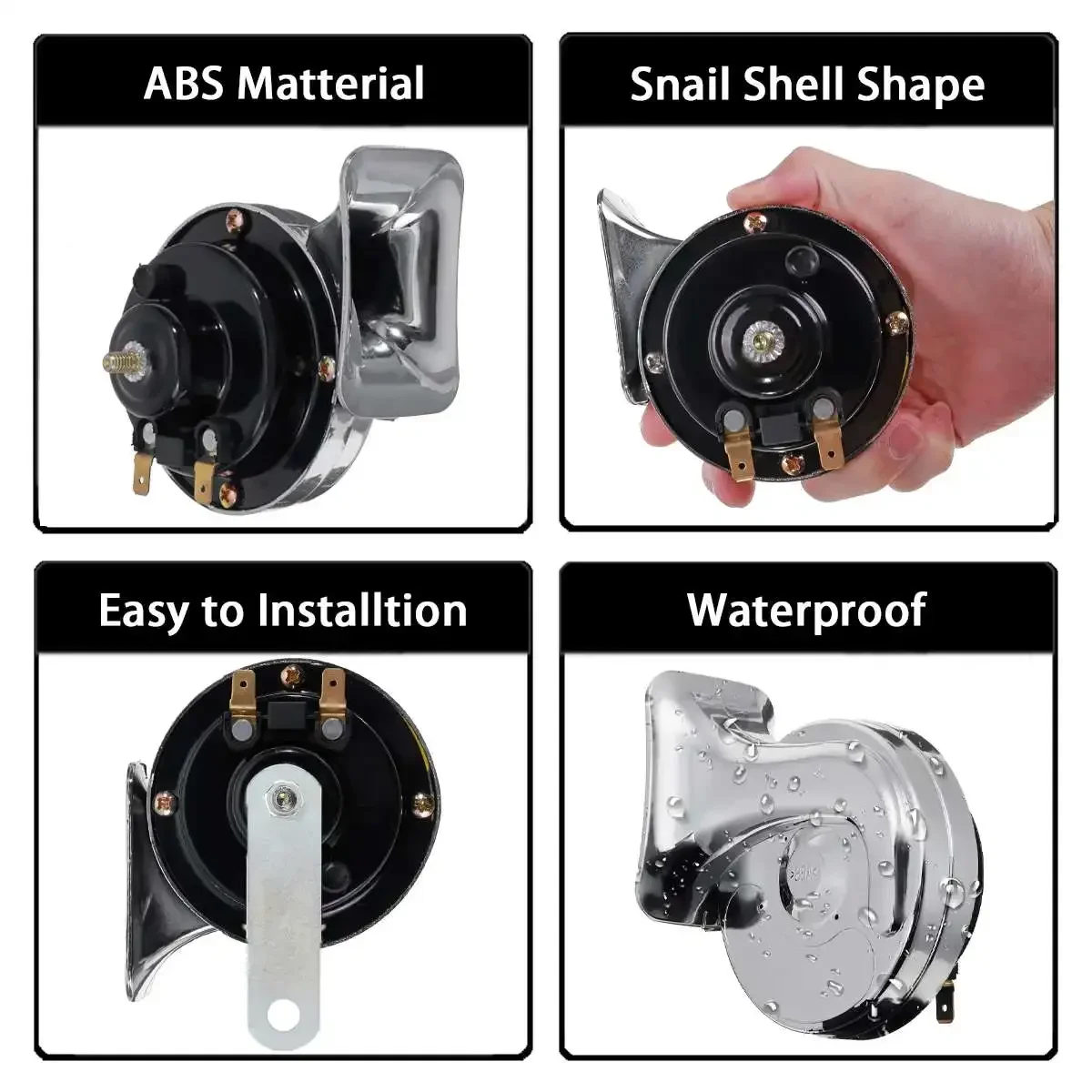 

12V Universal 800DB Loud 2X Car Horn Electric Snail Train Horn Loud Waterproof Horn Siren for Motorcycle Car Truck SUV Boat