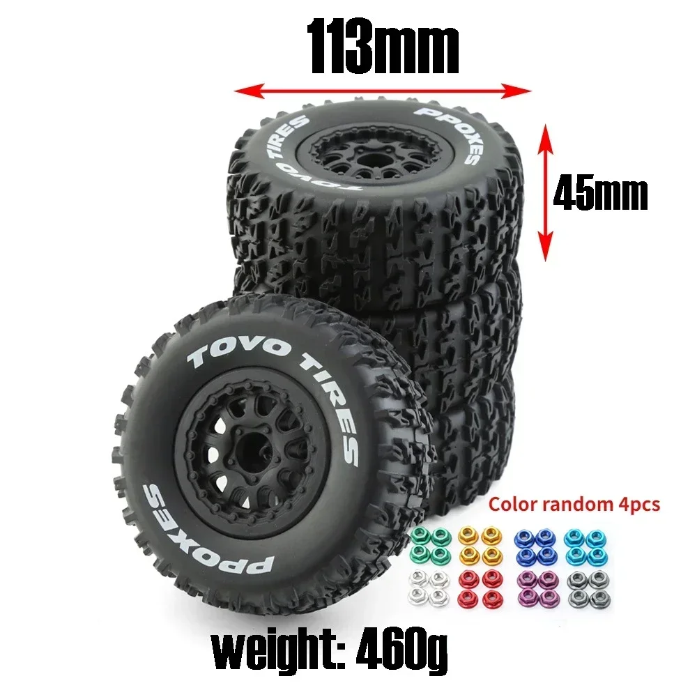 1/10 쇼트 코스 트럭 타이어 휠, 슬래시 Arrma Senton HuanQi 727 Vkar 10sc Hpi Rc 자동차용, 12mm 육각 타이어 휠, 112mm, 4 개