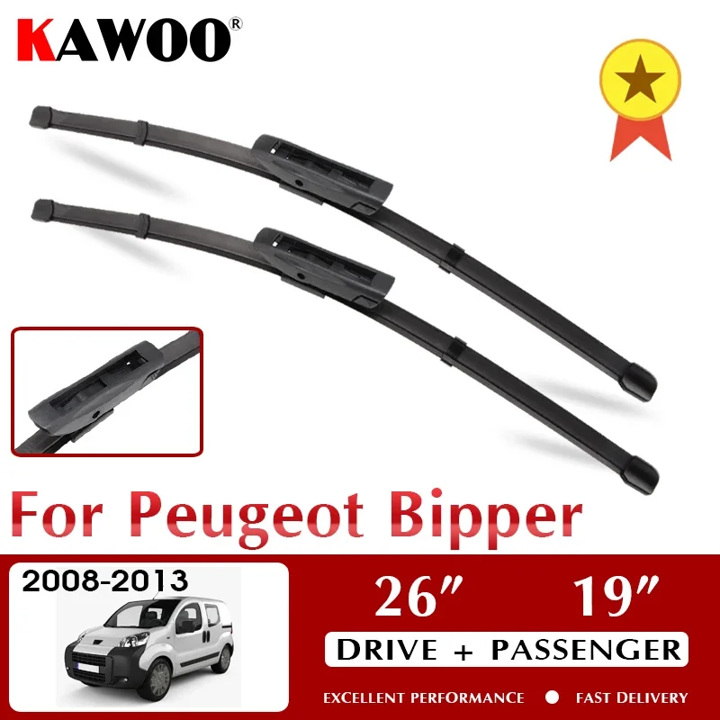

KAWOO Wiper Front Car Wiper Blade For Peugeot Bipper 2008-2013 Windshield Windscreen Front Window Accessories 26"+19" LHD RHD