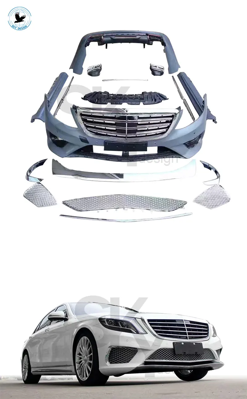 S65 Body Kit for S Class W222 S350 S400 S500 Car Front Bumper Rear Bumper Side Skirts Main Grille Exhaust Tip