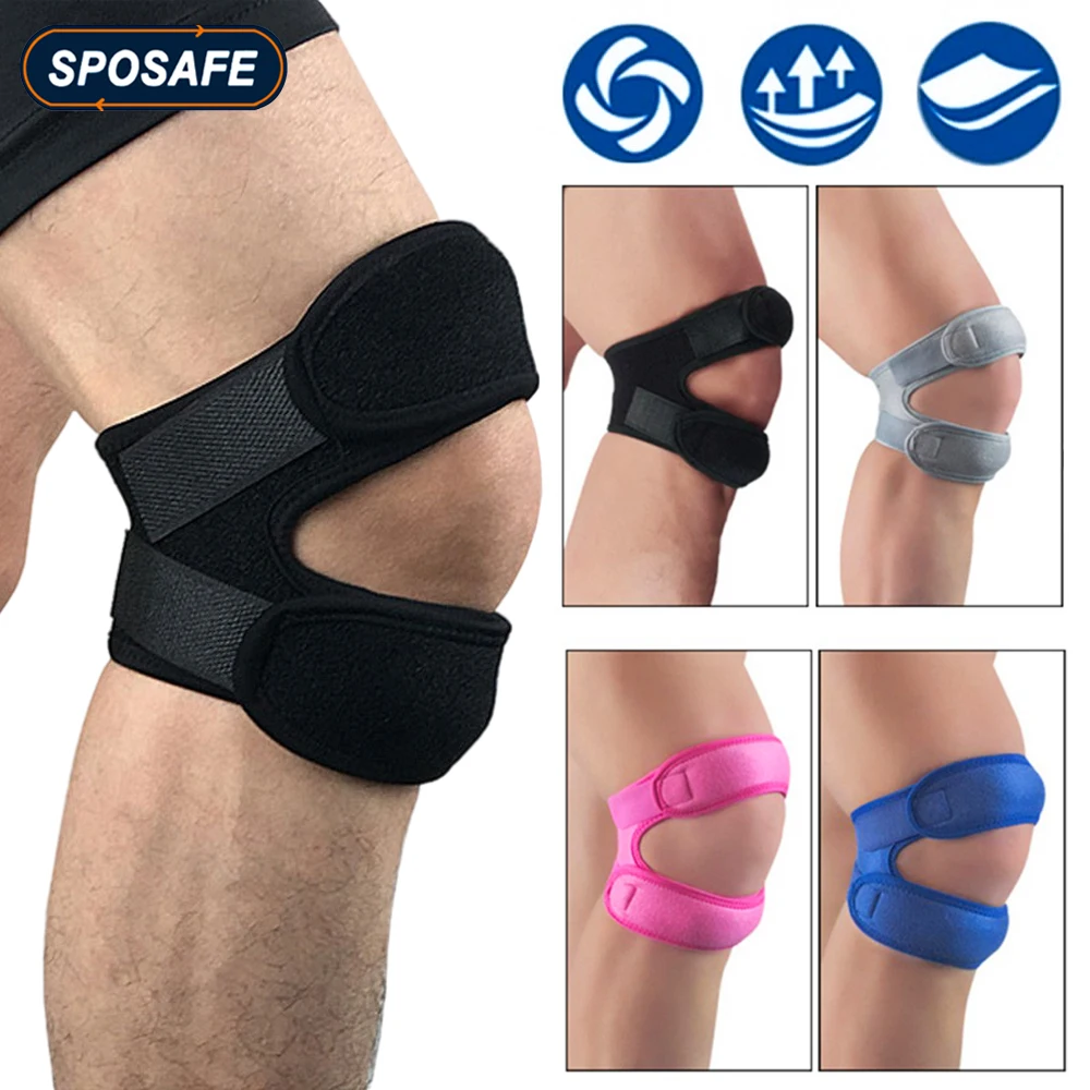 1Piece Adjustable Patella Knee Strap with Double Compression Pads Knee Support Running Basketball Football Cycling Tennis Yoga