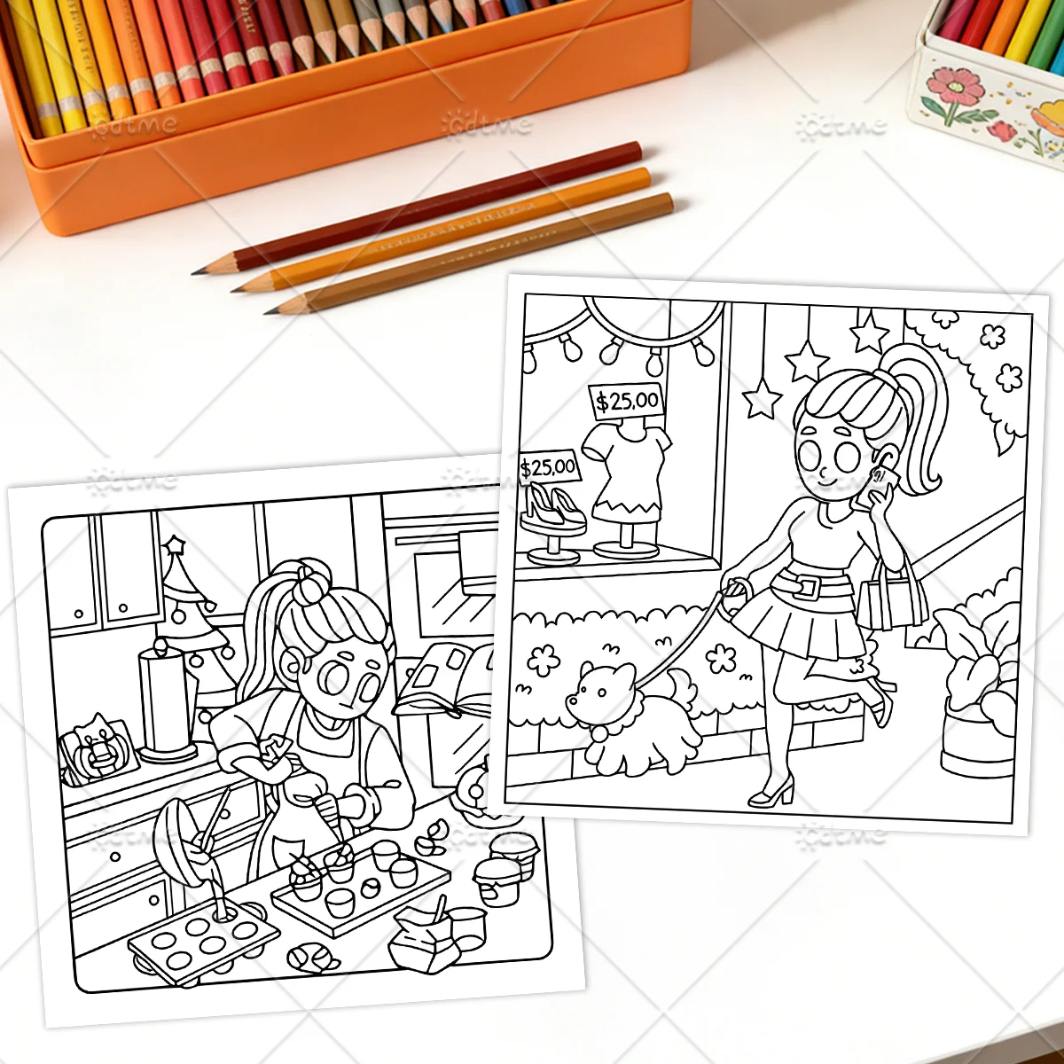 GOTHIC GIRL Malbuch für Erwachsene mit einfachen Cartoon-Mustern zur Entspannung, DIY-Mal- und Zeichenbücher für Teenager – Detail 6