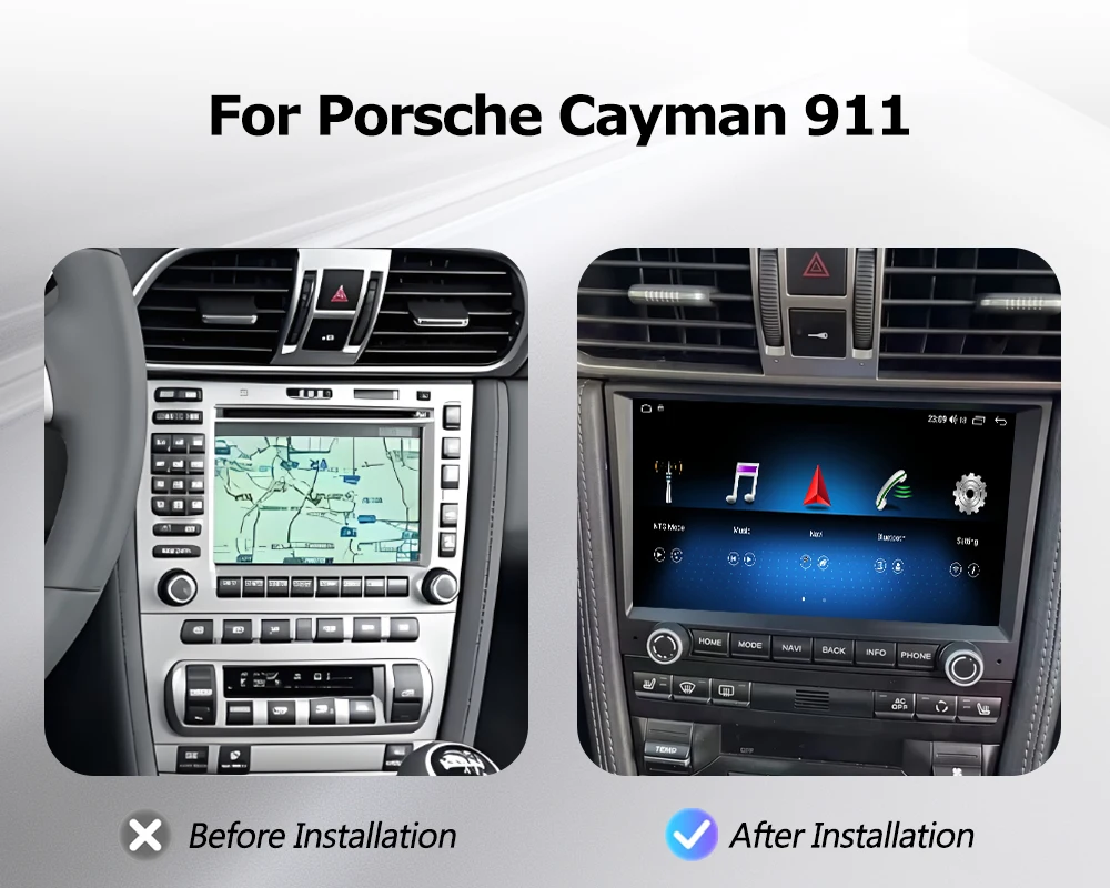 For Porsche Cayman 911 987 Boxster 997 Android Auto CarPlay Lntelligent Multimedia Player GPS Navi Touch Display Screen WiFi DSP