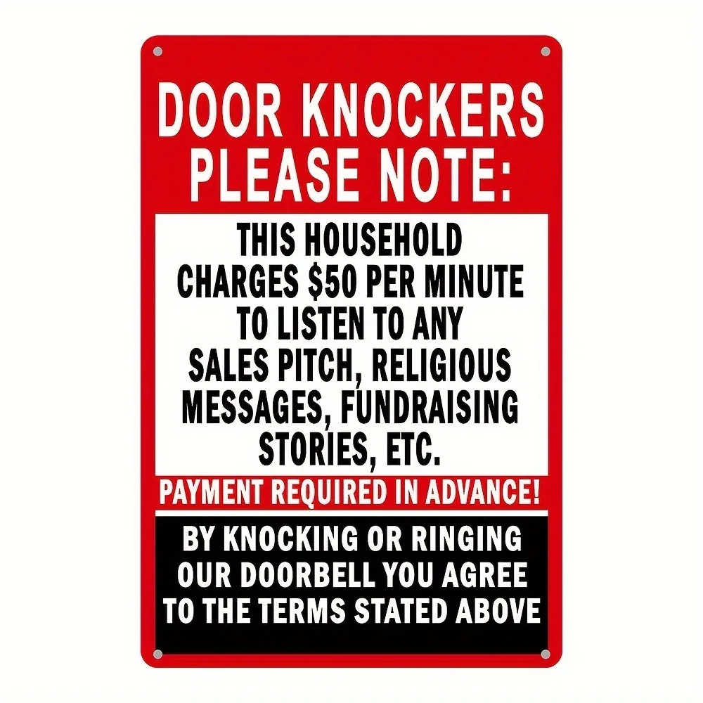 DOOR KNOCKERS PLEASE NOTE: Tin Signs Retro Sign To Decorate Wall Art Room Home Restaurant Etc 12x8inch 20x30cm 16x12inch 40x30cm