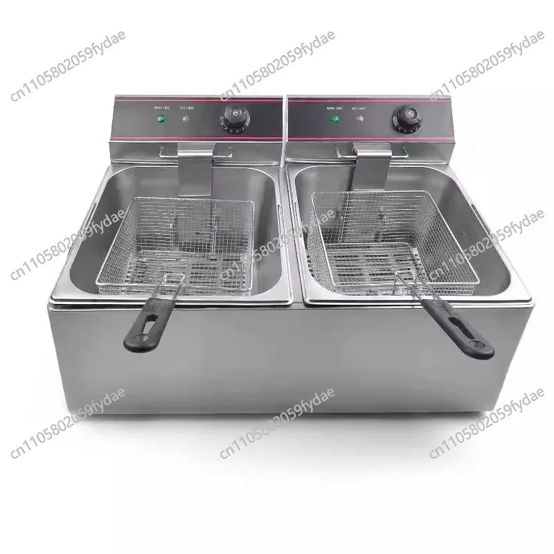 Freidora doble De acero inoxidable, freidora eléctrica comercial, Freidora eléctrica De un solo cilindro, Freidora De Aceite Electrica