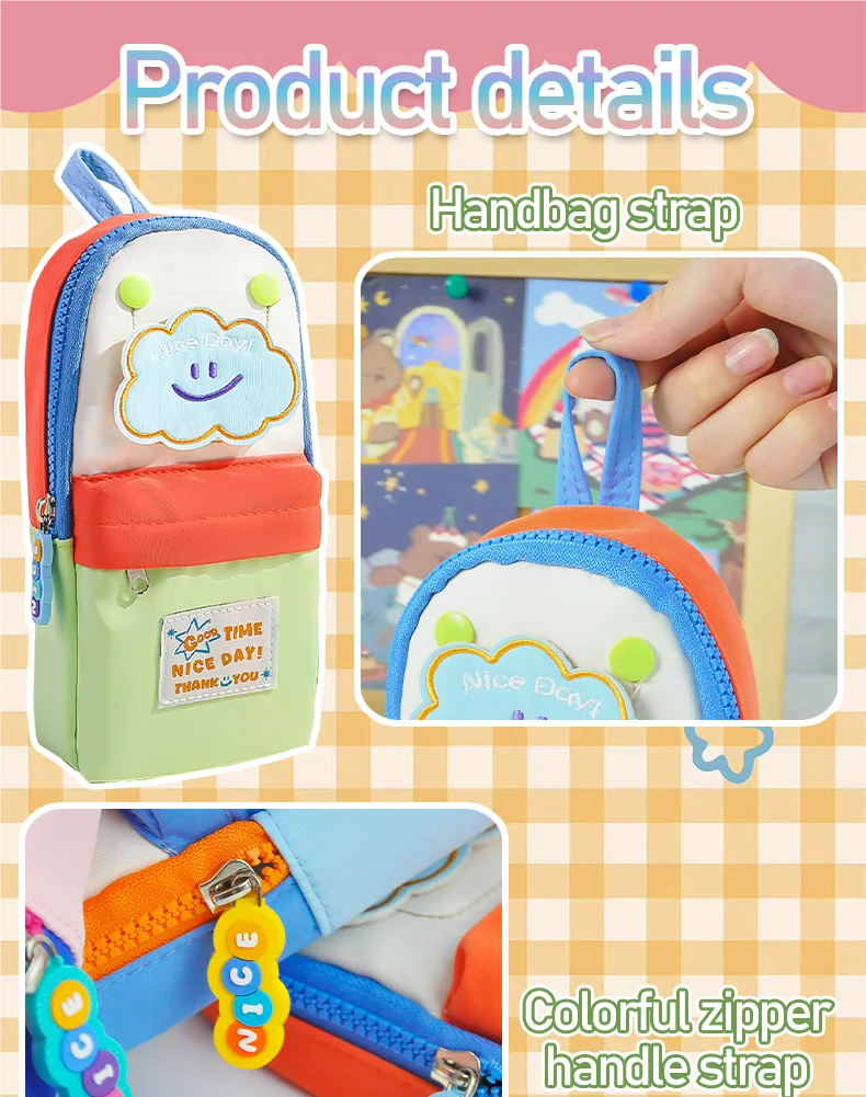 WQN Macaron Color Canvas Pencil Case, Durable and Comfortable Handheld, Convenient for Carrying and Multifunctional Stora