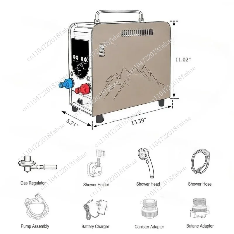 Intelligent constant temperature portable gas water heater for self driving camping, travel, bathing, outdoor use